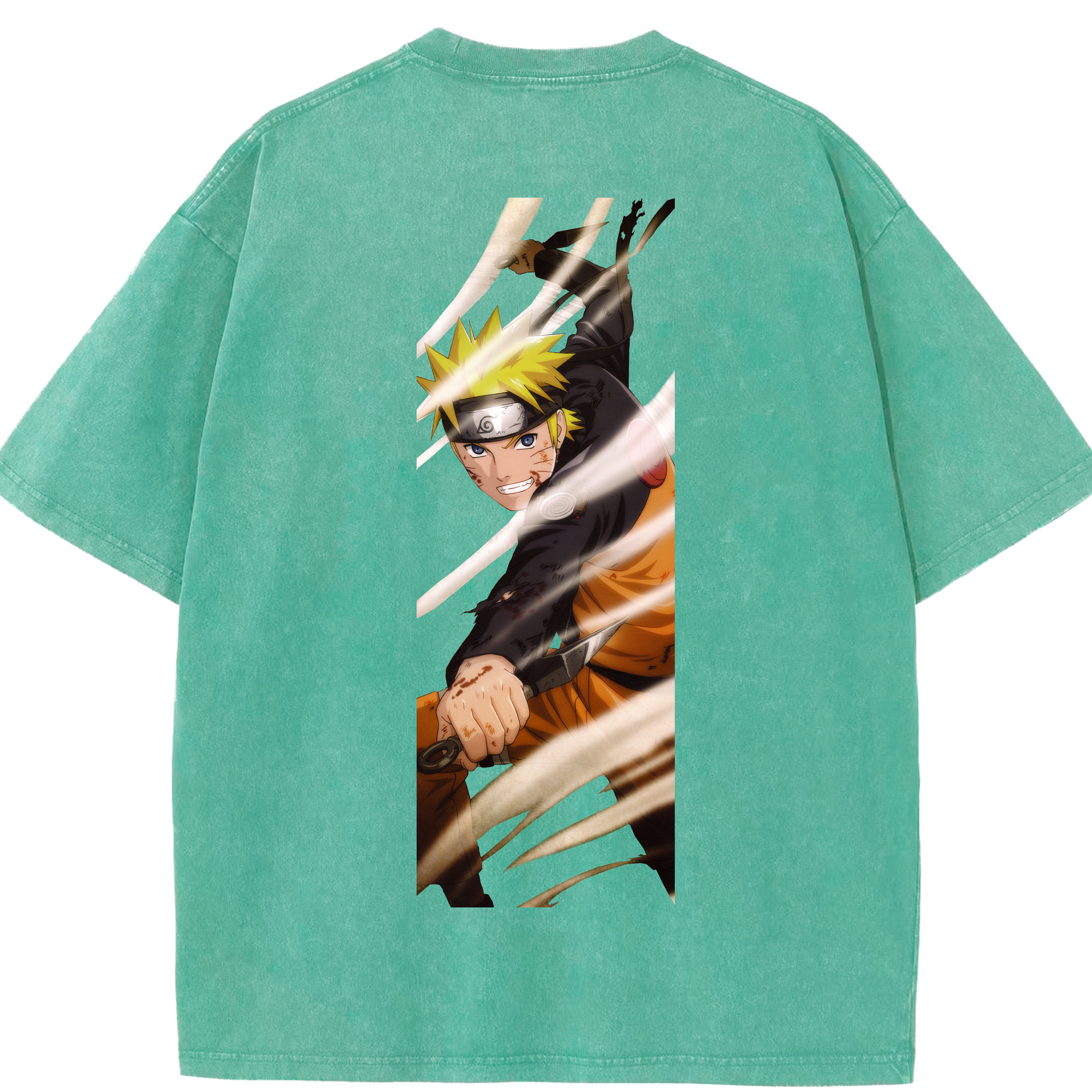 （画像用） NARUTO -ナルト- うずまき ナルト Uzumaki Naruto 綿100% ヴィンテージ風 半袖Tシャツ（背面プリント）